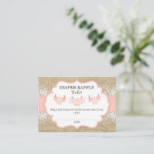 Rustic Burlap Lace Coral Diaper Raffle Ticket Informatiekaartje (Staand voorkant)