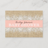 Rustic Burlap Lace Coral Diaper Raffle Ticket Informatiekaartje (Achterkant)