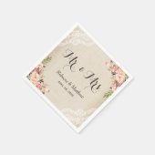 Rustic Burlap Lace Floral Mr. en Mrs Wedding Servetten (Hoek)