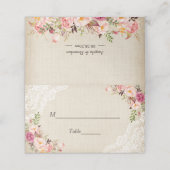 Rustic Burlap Lace Floral Wedding Escort Plaatskaartje (Buitenkant ongevouwen)