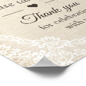 Rustic Burlap Lace Floral Wedding Favors Sign Poster (Hoek)