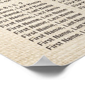 Rustic Burlap Lace Floral Wedding Seating Chart Poster (Hoek)