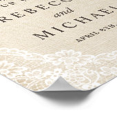 Rustic Burlap Lace Floral Wedding Welcome Sign Poster (Hoek)