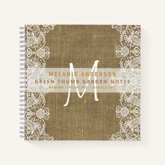 Rustic Burlap Lace Gardeners Journal Notitieboek (Voorkant)