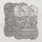 Rustic Burlap Lace Gray Bridal Shower Kaart (Voorkant / Achterkant)