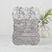 Rustic Burlap Lace Gray Bridal Shower Kaart (Staand voorkant)