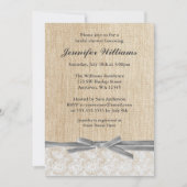 Rustic Burlap Lace Gray Ribbon Vrijgezellenfeest Kaart (Voorkant)
