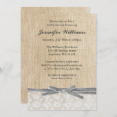 Rustic Burlap Lace Gray Ribbon Vrijgezellenfeest Kaart (Voorkant / Achterkant)