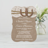 Rustic Burlap & Lace Hoefijzer Vrijgezellenfeest Kaart (Staand voorkant)