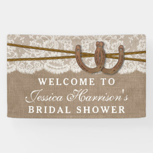 Rustic Burlap & Lace Hoefijzer Vrijgezellenfeest Spandoek