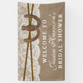 Rustic Burlap & Lace Hoefijzer Vrijgezellenfeest Spandoek (Verticaal)