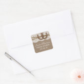 Rustic Burlap & Lace Hoefijzer Vrijgezellenfeest Vierkante Sticker (Envelop)