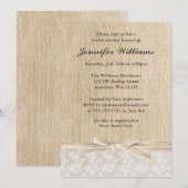 Rustic Burlap Lace Ivory Ribbon Vrijgezellenfeest Kaart (Voorkant / Achterkant)