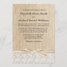 Rustic Burlap Lace Ivory Ribbon Wedding