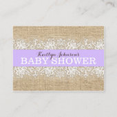 Rustic Burlap Lace Lavender Luier Raffle Ticket Informatiekaartje (Achterkant)