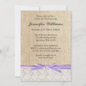 Rustic Burlap Lace Lavender Ribbon Vrijgezellenfee Kaart (Voorkant)