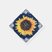 Rustic Burlap Lace Navy Blue en Sunflower Wedding Servet (Hoek)