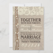 Rustic Burlap Lace Parly Twine Wedding Uitnodiging (Voorkant)