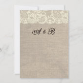Rustic Burlap Lace Parly Twine Wedding Uitnodiging (Achterkant)
