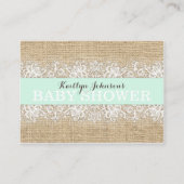 Rustic Burlap Lace Seafoam Luier Raffle Ticket Informatiekaartje (Achterkant)