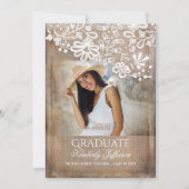 Rustic Burlap Lace String Lights Afstuderen Kaart (Voorkant)