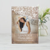 Rustic Burlap Lace String Lights Afstuderen Kaart (Staand voorkant)