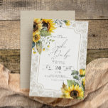 Rustic Burlap Lace Sunflower Fall Wedding Kaart<br><div class="desc">Rustic Burlap Sunflower Fall Wedding Invitation</div>