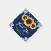 Rustic Burlap Lace Sunflower Navy Blue Wedding Servet (Hoek)