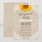 Rustic Burlap & Lace Sunflower Retirement Party Kaart (Voorkant / Achterkant)