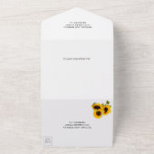 Rustic Burlap Lace Sunflower Wedding All In One Uitnodiging (Buitenkant)