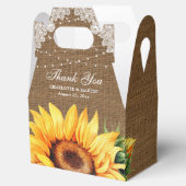 Rustic Burlap Lace Sunflower Wedding Bedankdoosjes (Geopend)