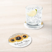 Rustic Burlap Lace Sunflower Wedding Dank je Ronde Kartonnen Onderzetter (Insitu)