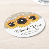 Rustic Burlap Lace Sunflower Wedding Dank je Ronde Kartonnen Onderzetter (Gebogen)