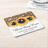 Rustic Burlap Lace Sunflower Wedding Kartonnen Onderzetters (Schuin)