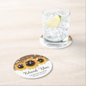 Rustic Burlap Lace Sunflower Wedding Ronde Kartonnen Onderzetter (Insitu)
