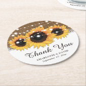 Rustic Burlap Lace Sunflower Wedding Ronde Kartonnen Onderzetter (Gebogen)