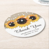 Rustic Burlap Lace Sunflower Wedding Ronde Kartonnen Onderzetter (Gebogen)
