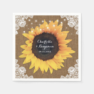 Rustic Burlap Lace Sunflower Wedding Servet