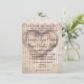 Rustic Burlap Lace Twine Heart Wedding Invitations Kaart (Staand voorkant)
