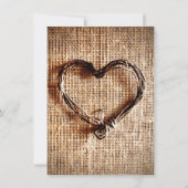 Rustic Burlap Lace Twine Heart Wedding Invitations Kaart (Achterkant)