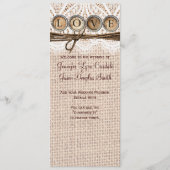 Rustic Burlap Lace Twine LOVE Wedding Programme Programmakaart (Voorkant)