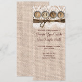 Rustic Burlap Lace Twine LOVE Wedding Programme Programmakaart (Voorkant / Achterkant)