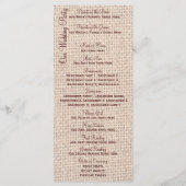 Rustic Burlap Lace Twine Sunflower Wedding Program Programmakaart (Achterkant)