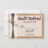 Rustic Burlap Lace Typography Wedding RSVP-kaarten RSVP Kaartje (Voorkant)