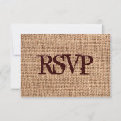 Rustic Burlap Lace Typography Wedding RSVP-kaarten RSVP Kaartje (Achterkant)
