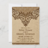 Rustic Burlap Lace  Vrijgezellenfeest Kaart (Voorkant)