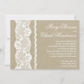 Rustic Burlap Lace Wedding Invitation Kaart (Voorkant)