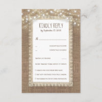 Rustic Burlap Lace Wedding RSVP