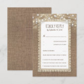 Rustic Burlap Lace Wedding RSVP (Voorkant / Achterkant)
