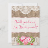 Rustic Burlap Lace Wil je mijn Jr Bridesmaid zijn? Kaart (Voorkant)